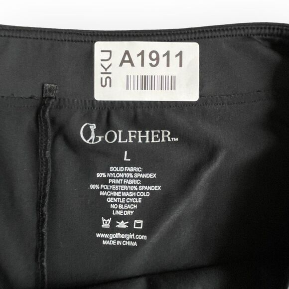 Golfher Golf Skort Women Size‎ L Black Zip Pockets Stretch Pull-On Lined - Picture 2 of 9